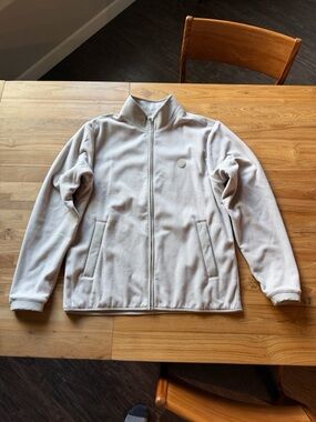 Vuori Men's Zip-Up Fleece Jacket in Light Cream Aspen Large Never Worn